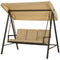 Outsunny 3 Seater Patio Swing Chair, Porch Swing with Adjustable Canopy and Removable Cushions, Outdoor Swing Seat, Beige
