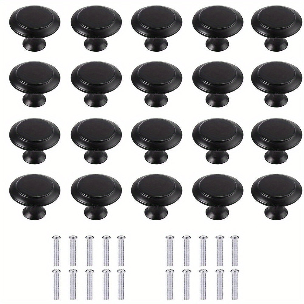 20pcs Matte Stainless Steel Cabinet Handles - Easy Install, Round Door Knobs for Kitchen & Bathroom Cupboards 