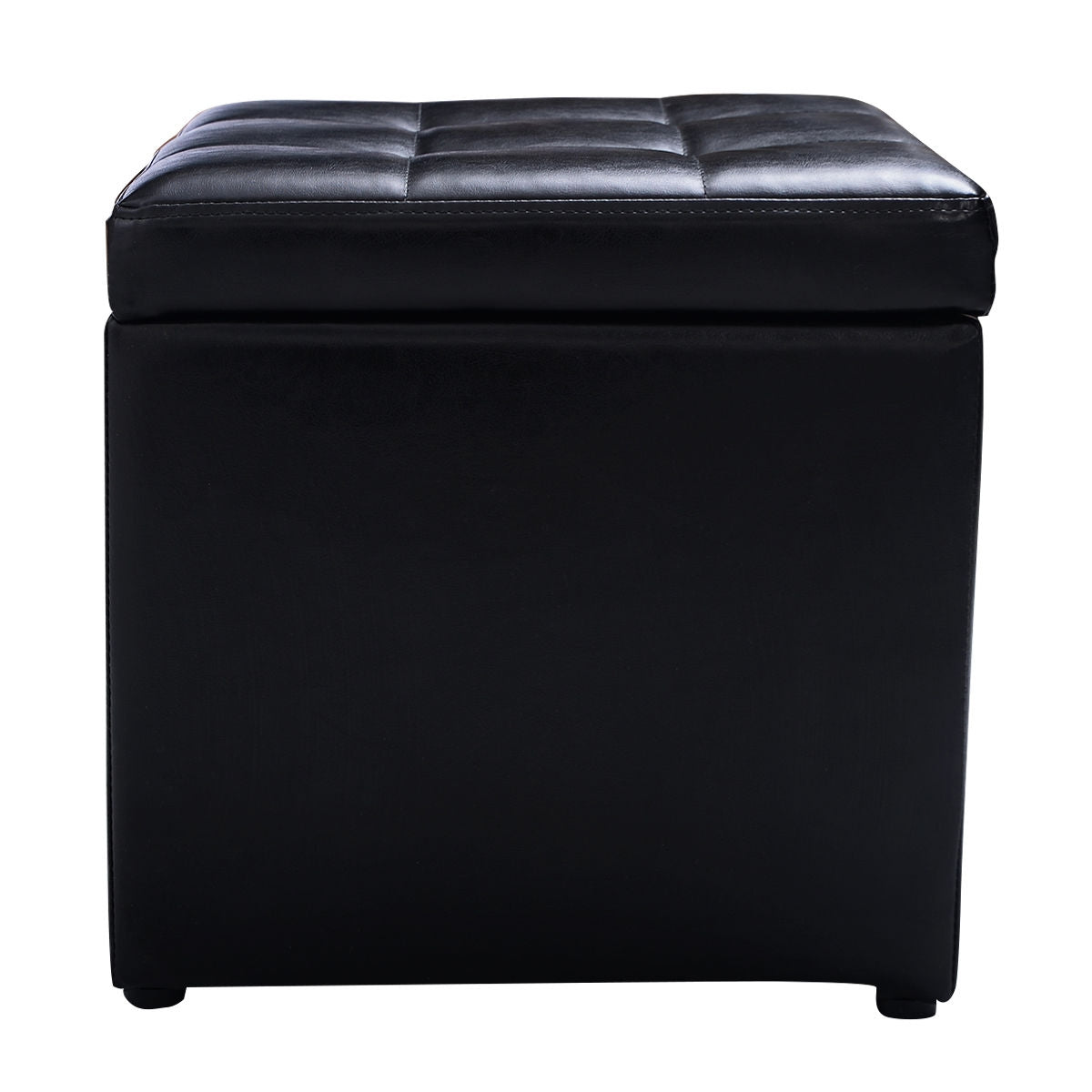 Foldable Cube Ottoman Pouffe Storage Seat-Black