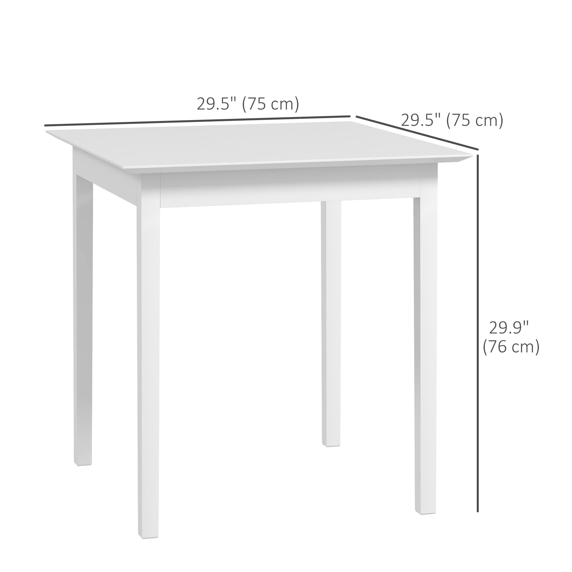 HOMCOM 30" Square Dining Table, Farmhouse Dining Room Table with Pine Wood Frame, Space Saving Small Kitchen Table, White 