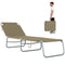Folding Outdoor Lounge Chair Reclining Tanning Chair with Breathable Mesh Fabric for Patio Garden Pool, Brown