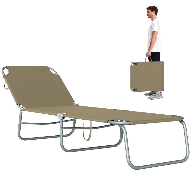 Folding Outdoor Lounge Chair Reclining Tanning Chair with Breathable Mesh Fabric for Patio Garden Pool, Brown