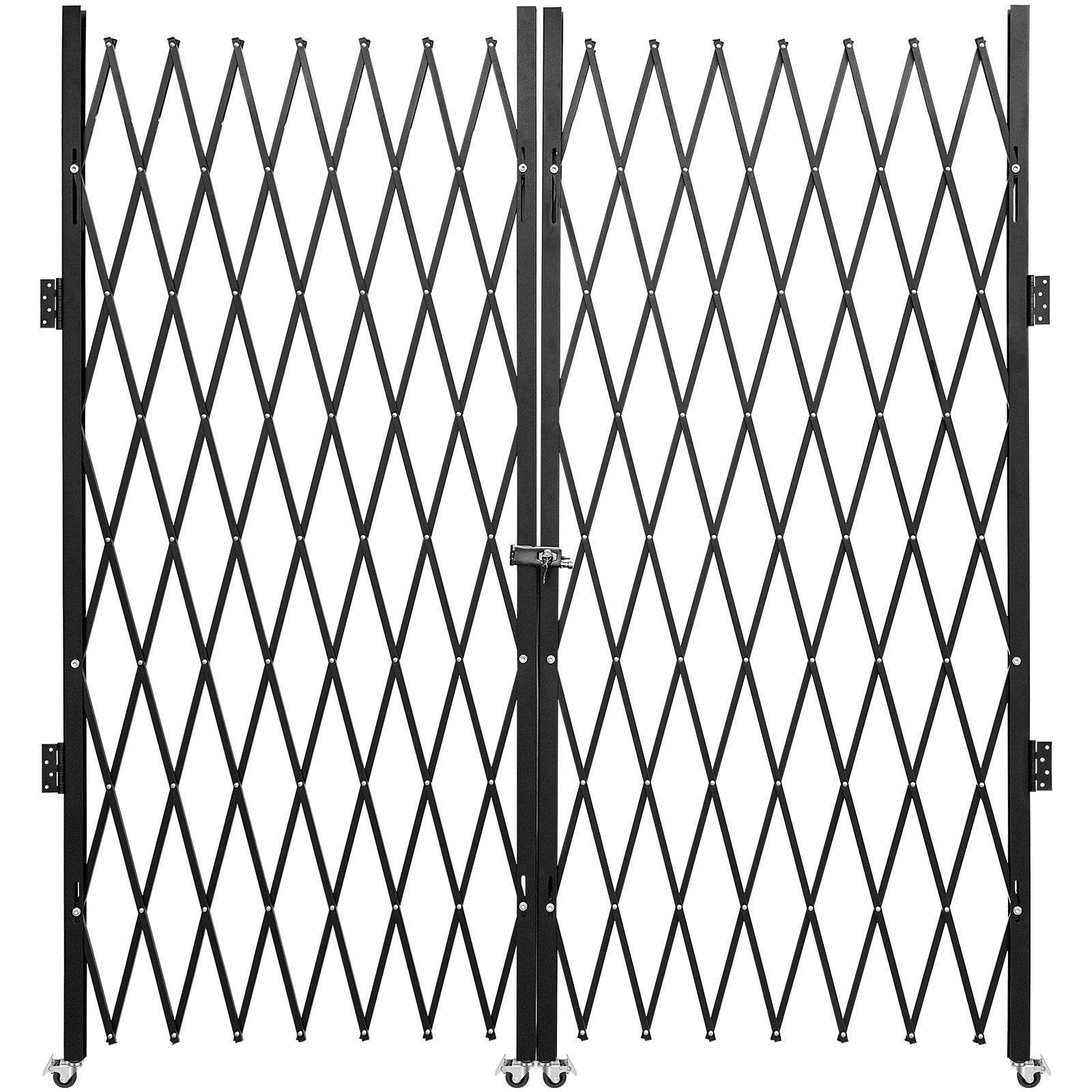 Double Folding Security Gate, 5.1 H X 10.2 W Folding Door Gate, Steel Accordion Security Gate, Flexible Expanding Security Gate, 360 Rolling Barricade Gate, Scissor Gate Or Door With Keys 