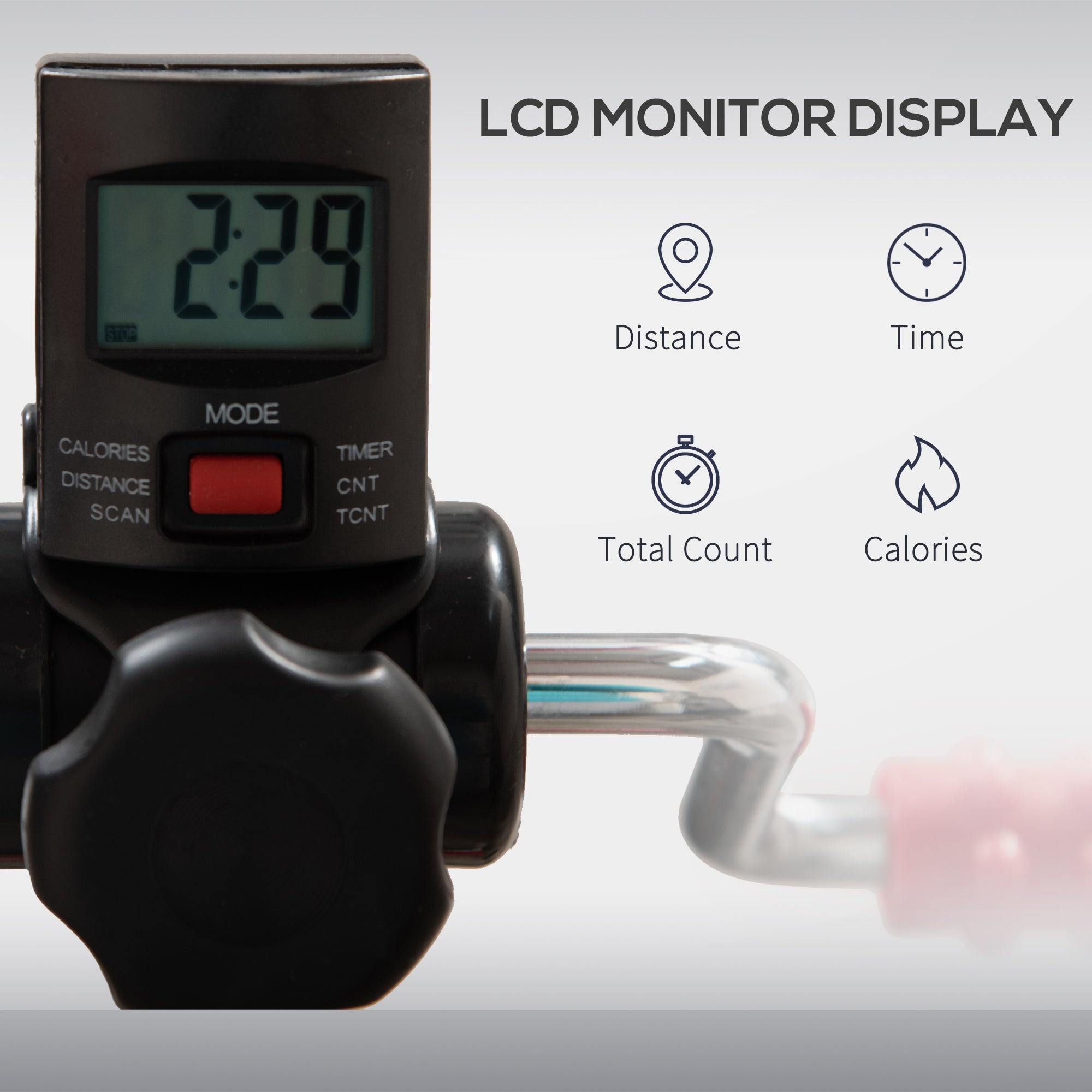 Soozier Pedal Exerciser, Hand Arm Knee and Leg Exercise Machine, Height-adjustable, with LCD Display and Foot Massage Roller 