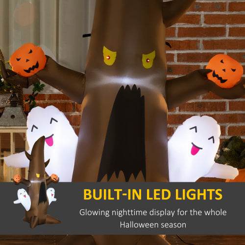 5 Halloween Inflatables Outdoor Decorations Ghost Tree With Pumpkins, Blow-Up LED Yard Decor Indoor Outdoor For Garden, Lawn, Party, Holiday 
