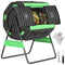 Compost Bin Outdoor, 53 Gal Dual Chamber Tumbling Composter with Adjustable Vents, BPA Free Tumbling Composter, Green