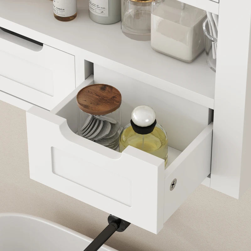 Bathroom Wall Cabinet, Medicine Cabinet, Toilet Storage Cabinet with Shelf for Living Room and Entryway, White