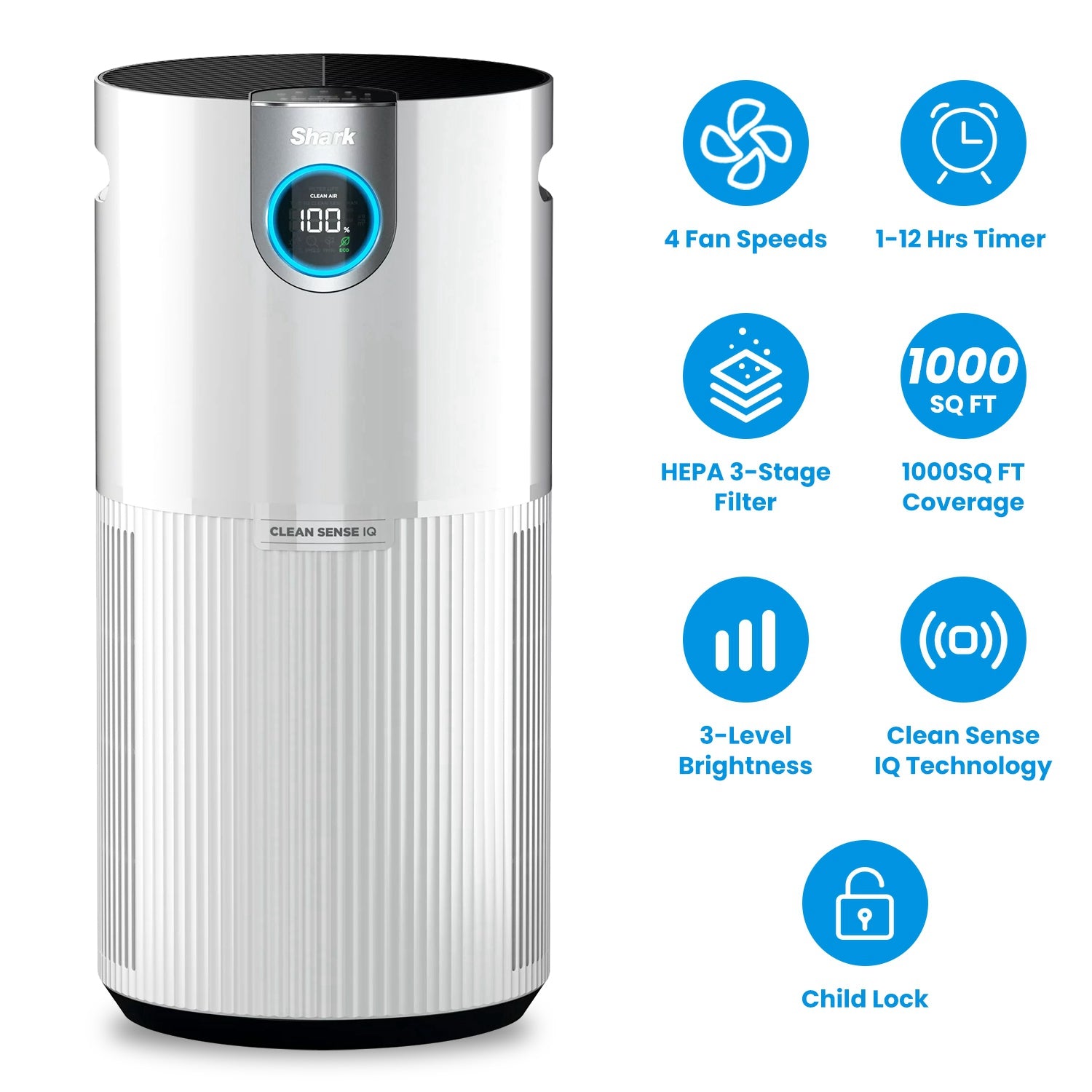 Shark HP200 Air Purifier with True HEPA Air Filter Covers Up To 1000sq ft with 4 Fan Speeds Auto Modes Removes Smoke Dust Allergens Pollutants