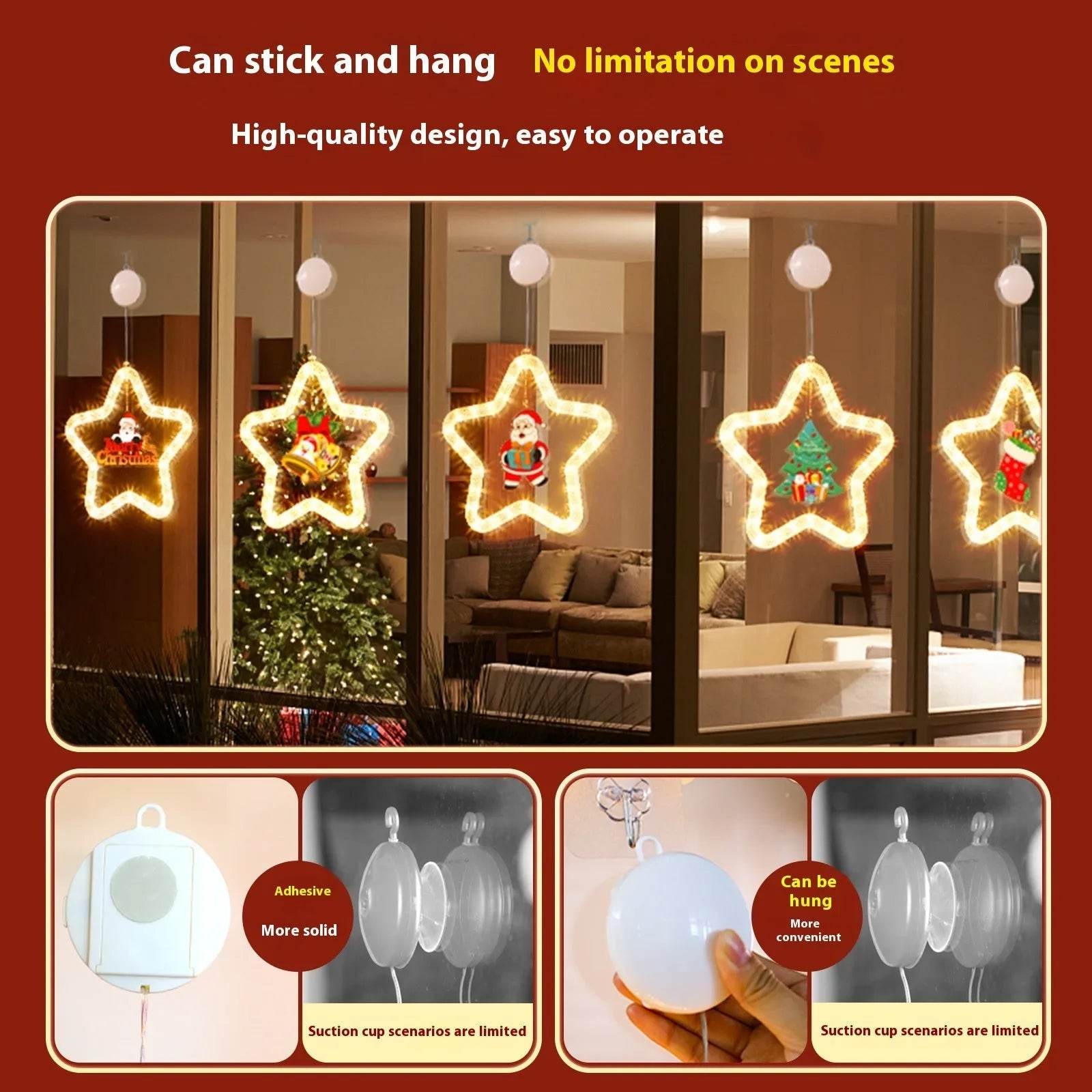 Christmas Pendant Decoration Christmas Atmosphere Led Lights Led Christmas Star Light Decoration For Window Door For Holiday 