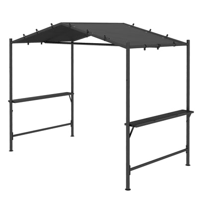 Outsunny 9' x 5' BBQ Grill Gazebo Tent, Garden Grill Canopy Outdoor Grill Shelter w/ Steel Frame and Serving Shelves, Dark Grey 