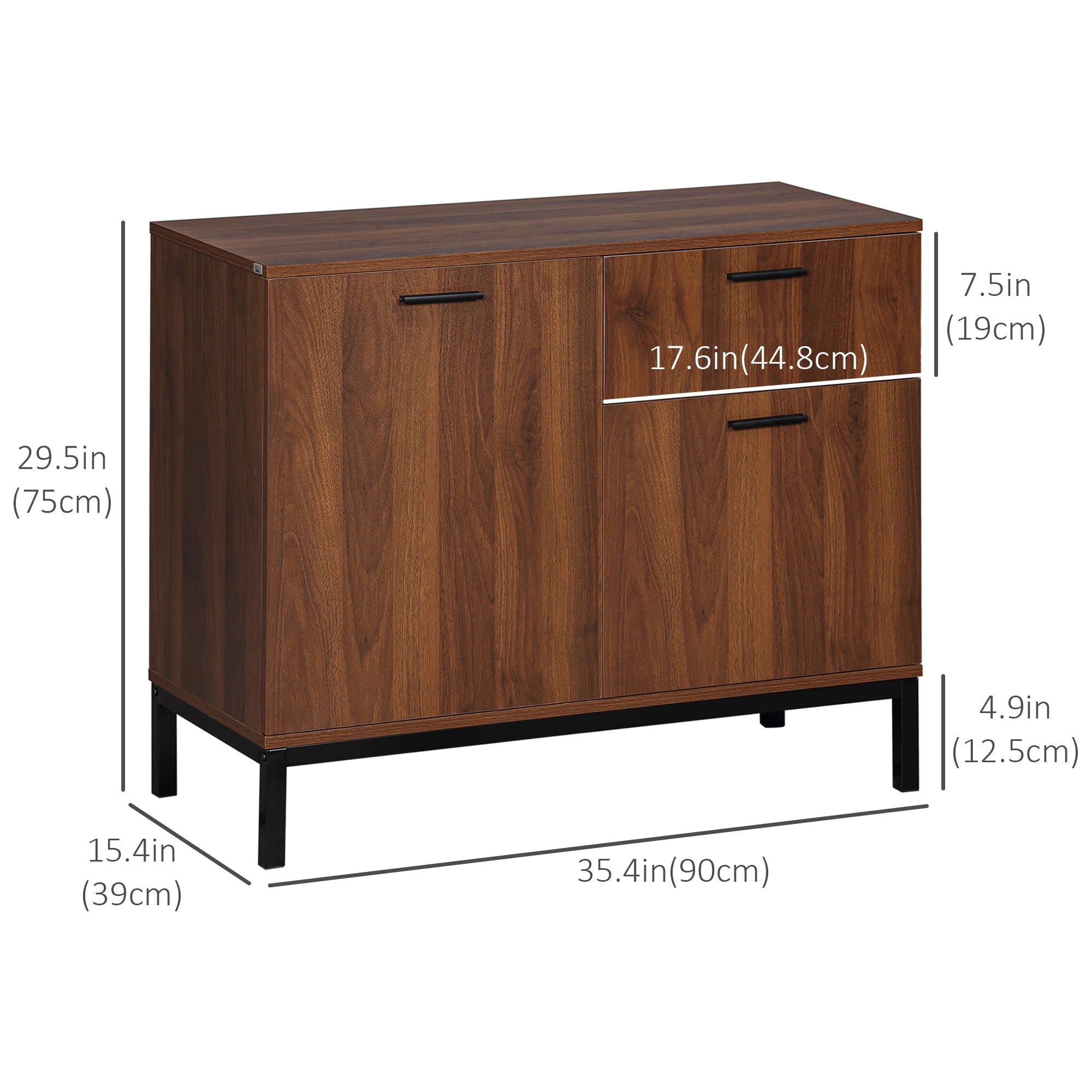 HOMCOM Kitchen Cabinet Storage Sideboard with Drawer Adjustable Shelves Enclosed Cabinet for Living Room Dining Room White 