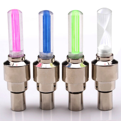 2 LED Tire Valve Caps Light Bike Bicycle Motorcycle Wheel Light Car Tire Valve Lamp w/ Batteries 