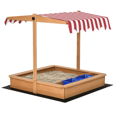 Outsunny Children's Wooden Sandbox, Outdoor Sand Play Station for Boys & Girls 3-7 Years Old 