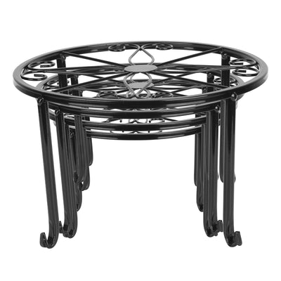 4Packs Iron Plotted Plant Stands Shelves Heavy Duty Round Flower Pot Holder Rack Home Yard Garden Patio Décor 