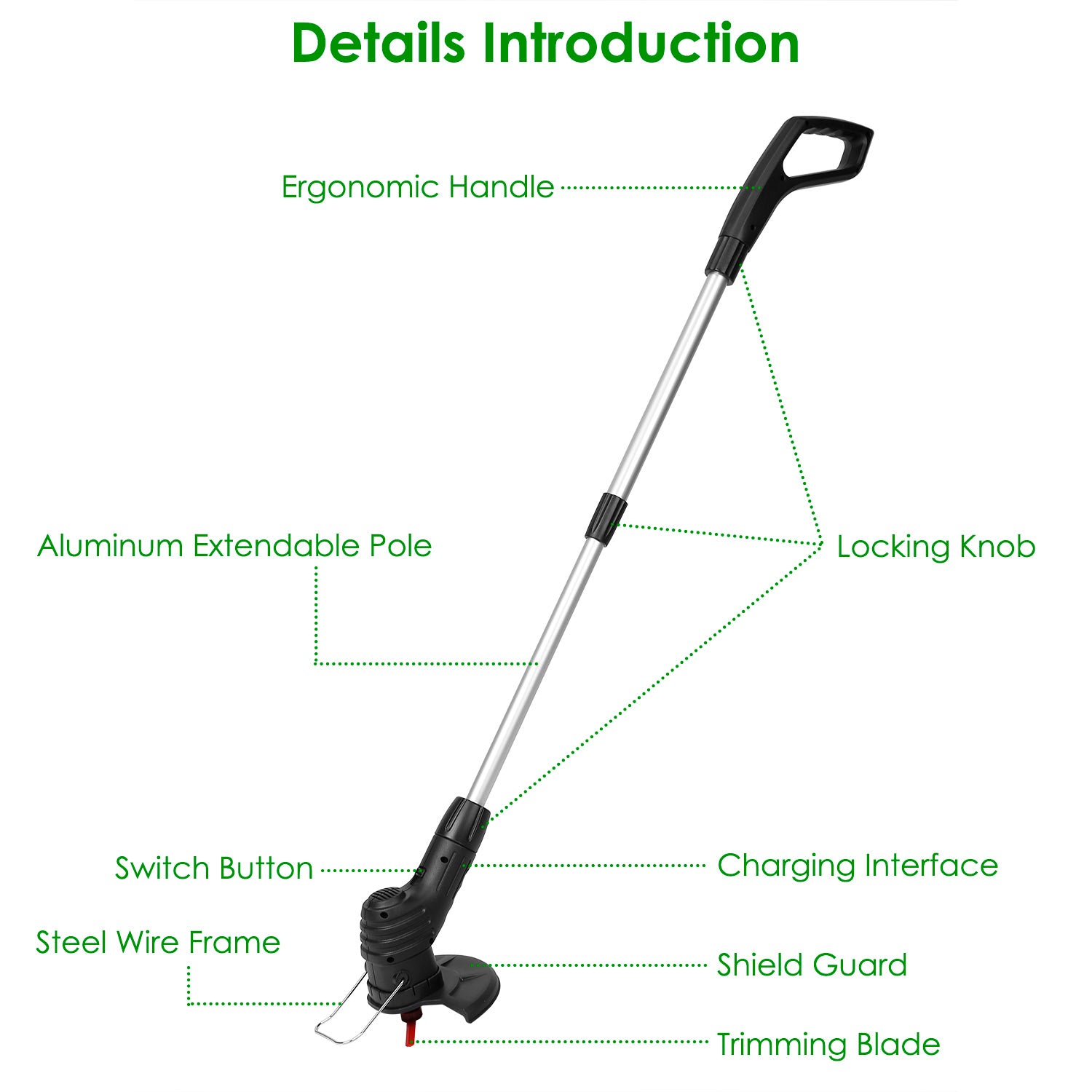 Electric Cordless Grass Trimmer Rechargeable Grass String Trimmer Garden Weed Cutter Lawn Mower 2A Battery with 5 Blades