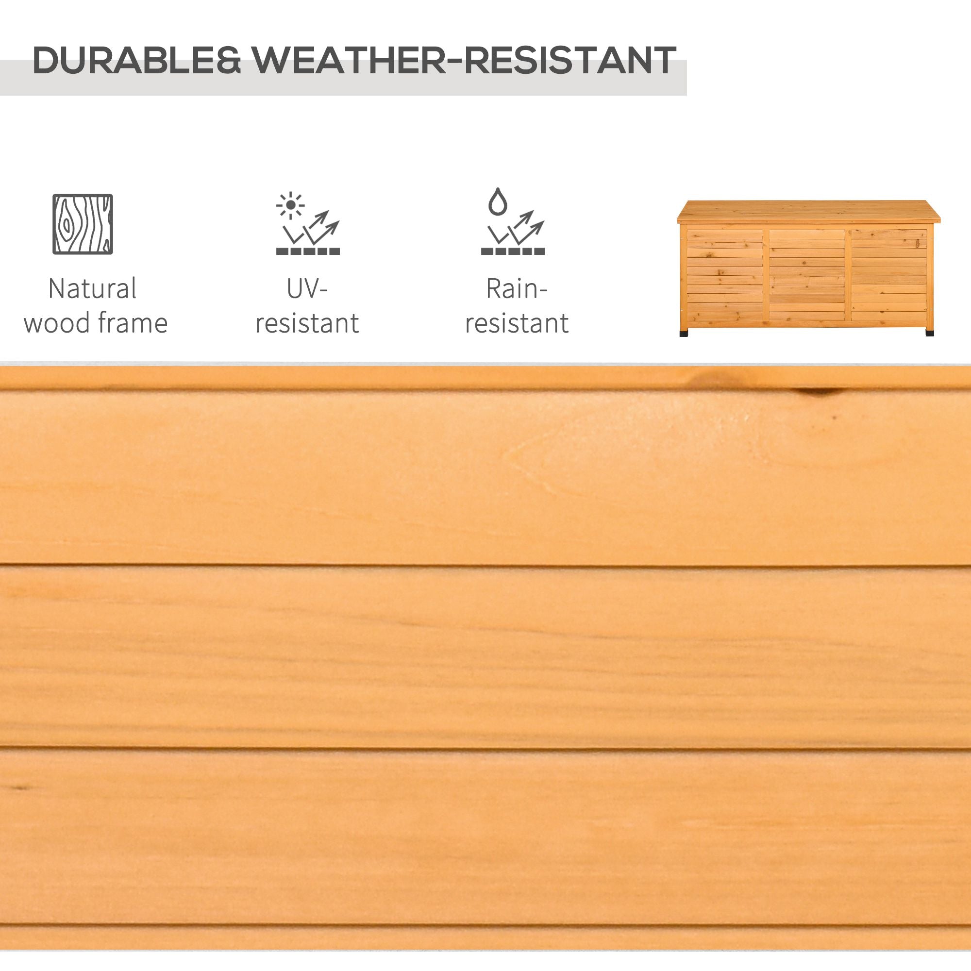 Outsunny 75 Gallon Wooden Deck Box, Outdoor Storage Container with Aerating Gap & Weather-Fighting Finish, Yellow 