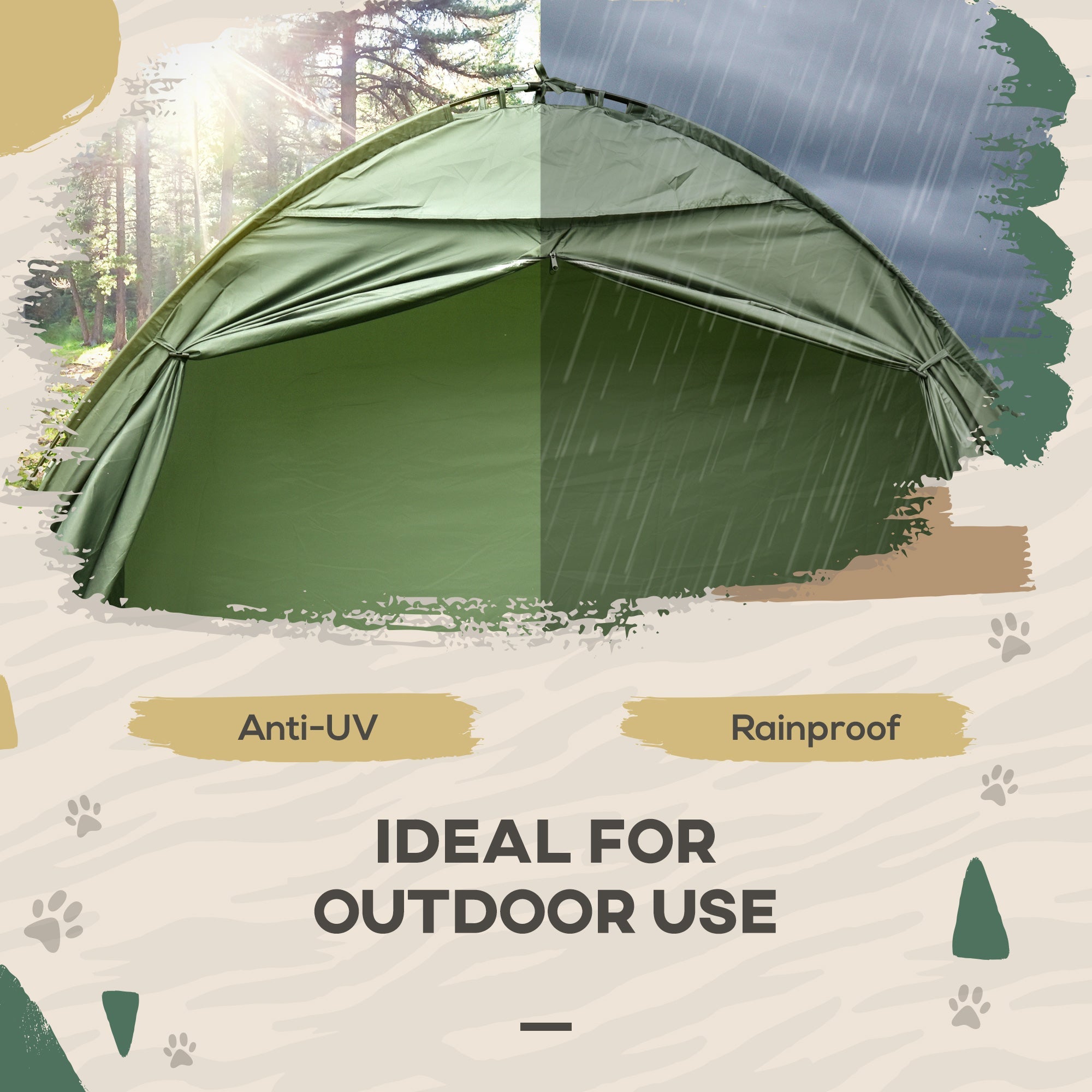 Outsunny Pop Up Camping Cot Tent Combo Set Portable Folding Outdoor Elevated Bed Dark Green 