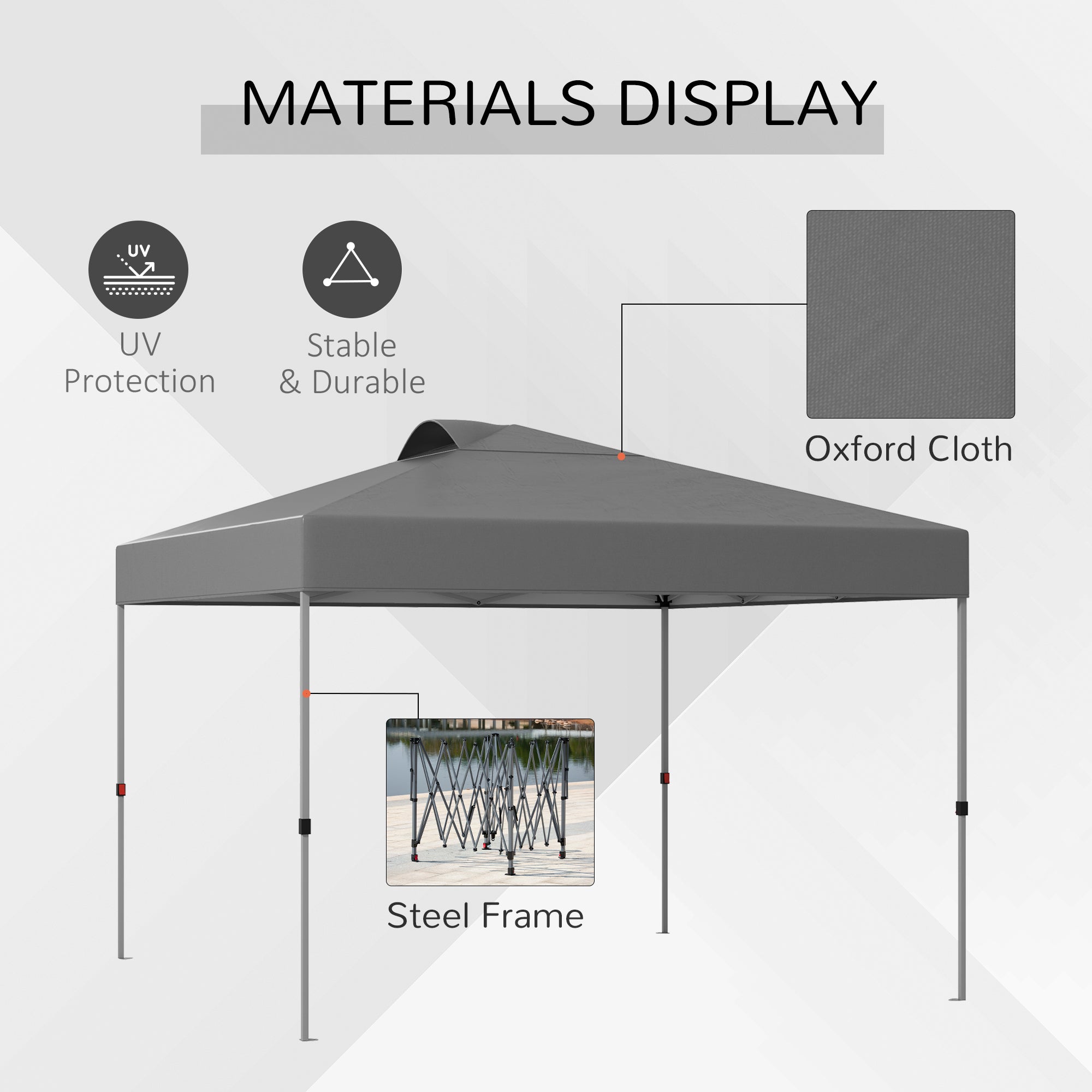 Outsunny 10' x 10' Pop Up Canopy Tent with Airy Top Vents and Wheeled Carry Bag for Outdoor, Garden, Patio, Dark Grey 