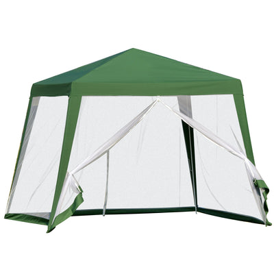 Outsunny 10x10ft Gazebo Tent with Netting Patio Canopy Outdoor Party Activity Sun Shade Garden Sun Shelter, Green 