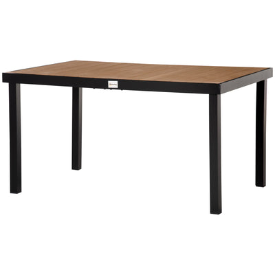 Outsunny Aluminum Outdoor Dining Table for 6, Patio Rectangular Table, 55" L x 35.5" W x 29.25" H, Natural 