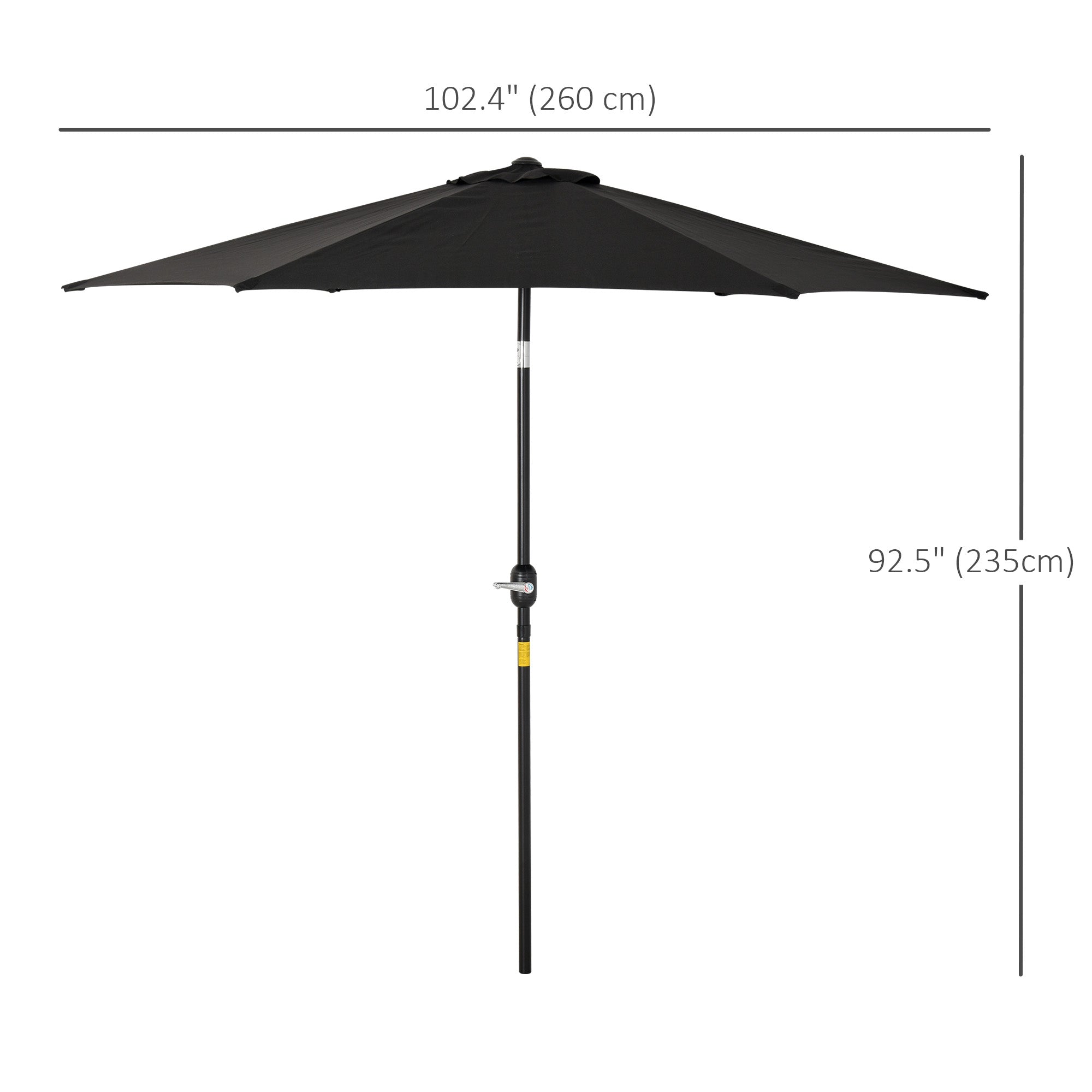 Outsunny Aluminum Patio Shelter: 8.9' Round Tilting Canopy Umbrella with 6 Ribs, Crank Handle Black 
