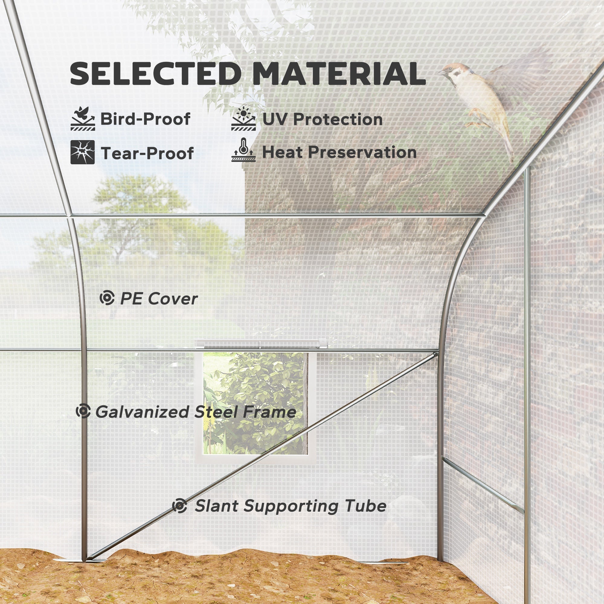 Outsunny Walk-in Greenhouse 20x10x7ft Sturdy Outdoor Plant Growth Tunnel Warm Seed Shed with Dual Anchors White 