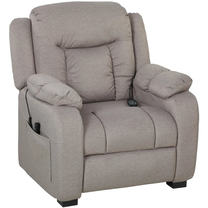 Massage Recliner Chair with Quiet Brushless Motor Pet-Friendly Fabric Power Recliner with 2 Memory Positions Brown