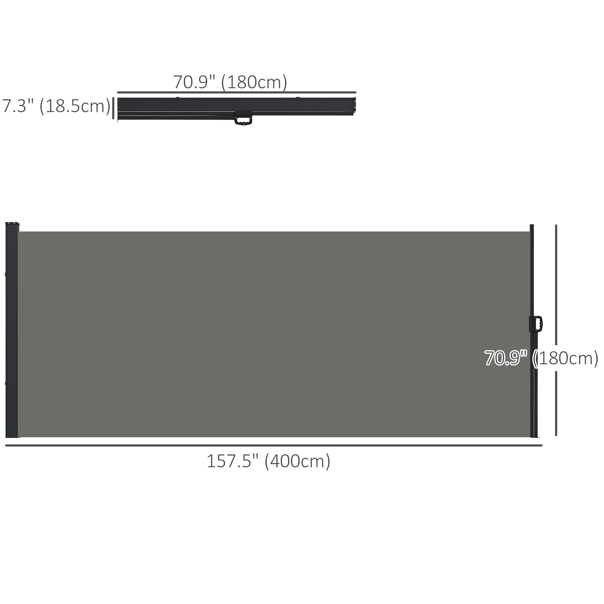 Outsunny 13x6 Retractable Side Awning, Outdoor Privacy Screen for Garden, Pool & Terrace, UV Resistant, Dark Grey 