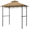 8' x 5' BBQ Grill Gazebo Tent with Double Tiered Canopy for Outdoor Sun Shade,  Khaki