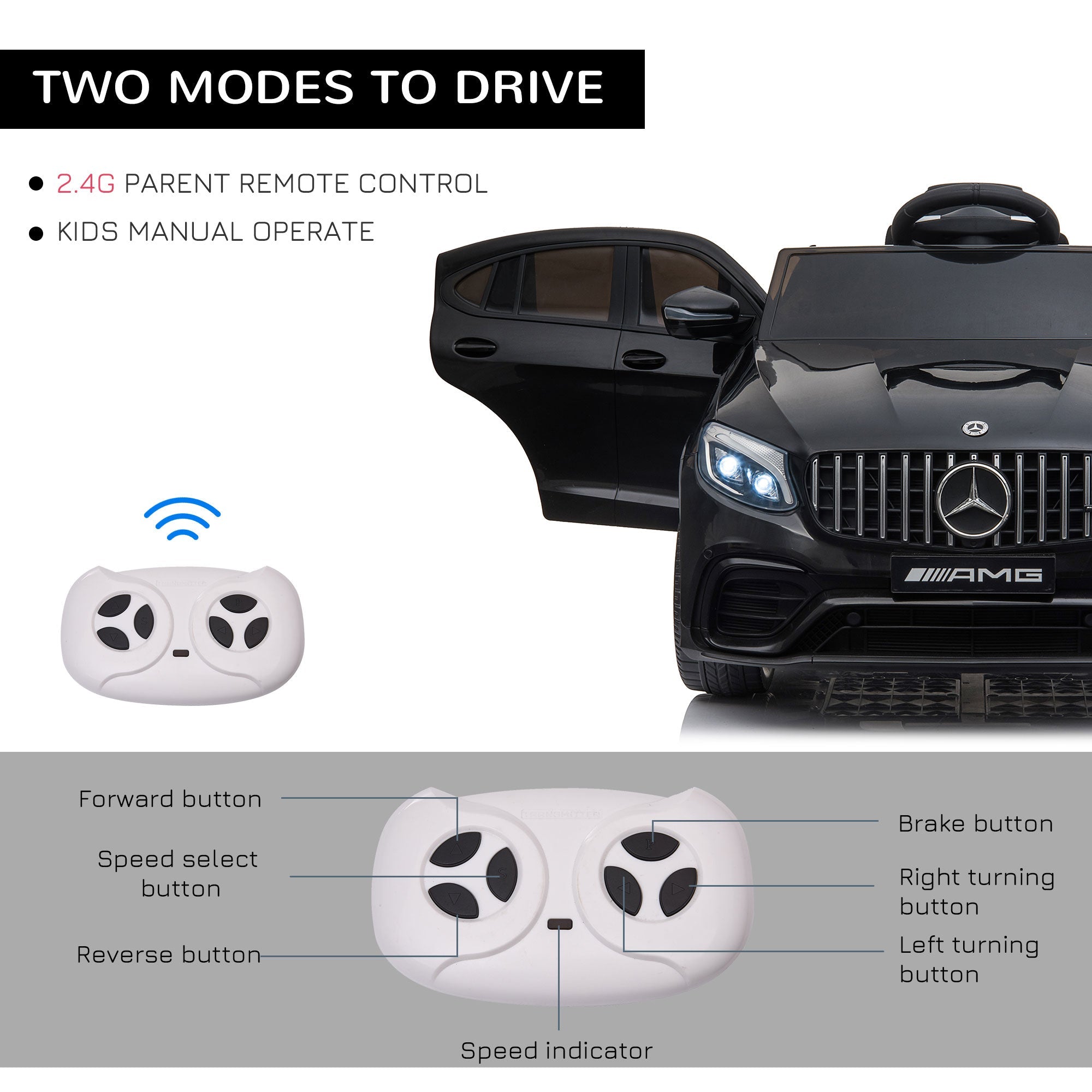 Aosom Licensed Ride-On Car: 12V Electric, Remote Control, Suspension Wheels, Black, Kids Powered Ride-On 