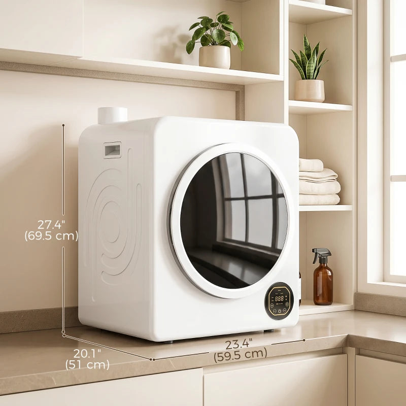 HOMCOM 18 lb Clothes Dryer with 6 Drying Modes, Stainless Steel Drum & Touch Controls – White