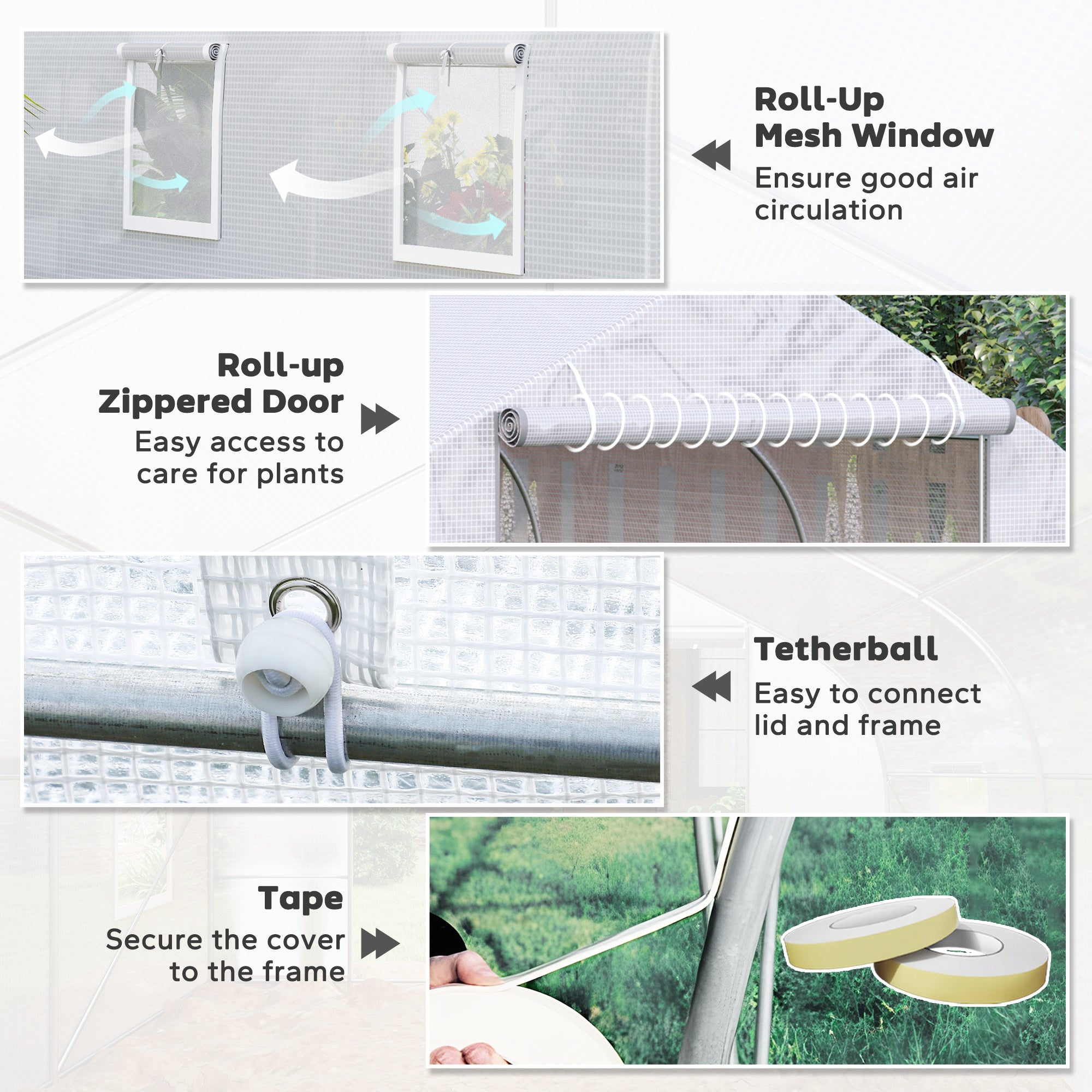 Outsunny Walk-in Greenhouse 20x10x7ft Sturdy Outdoor Plant Growth Tunnel Warm Seed Shed with Dual Anchors White 