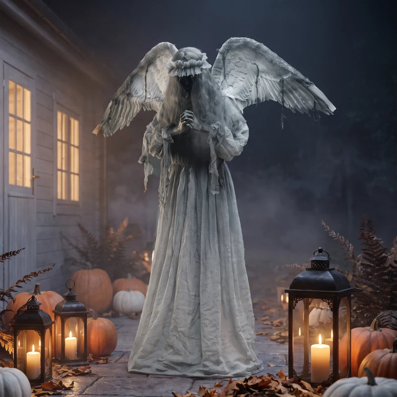 63.8" Animated Crying Angel Halloween Decoration with Light-Up Eyes, Sound & Touch Activation