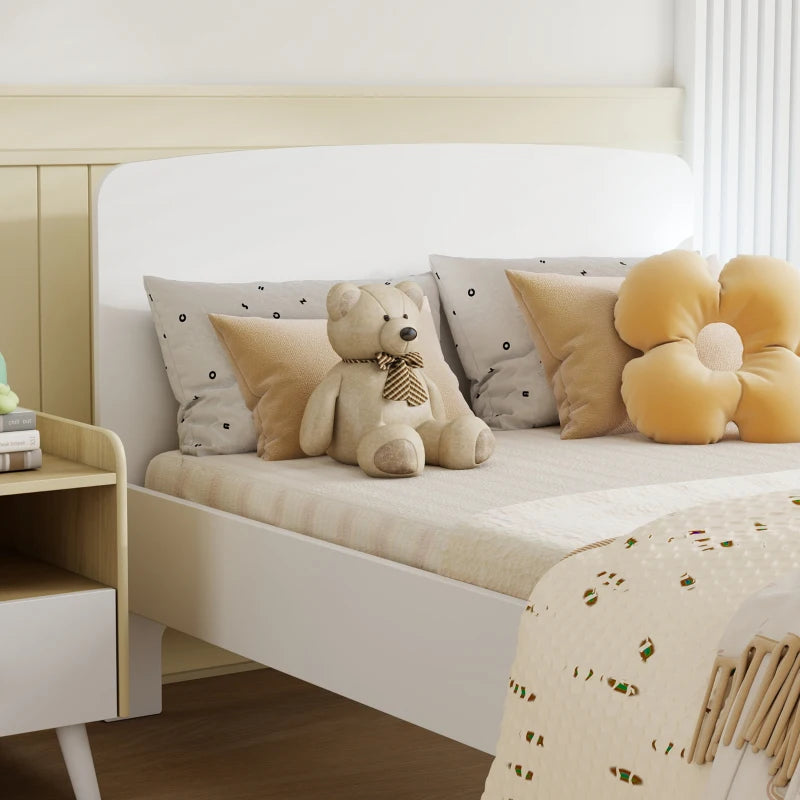 Qaba Bed Frame for Girls and Boys, Bedroom Furniture, White