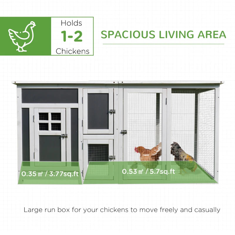 63" Chicken Coop Wooden Hen House Rabbit Hutch Poultry Cage Pen Outdoor Backyard with Nesting Box and Run Small Animal Cage PC Roof Grey