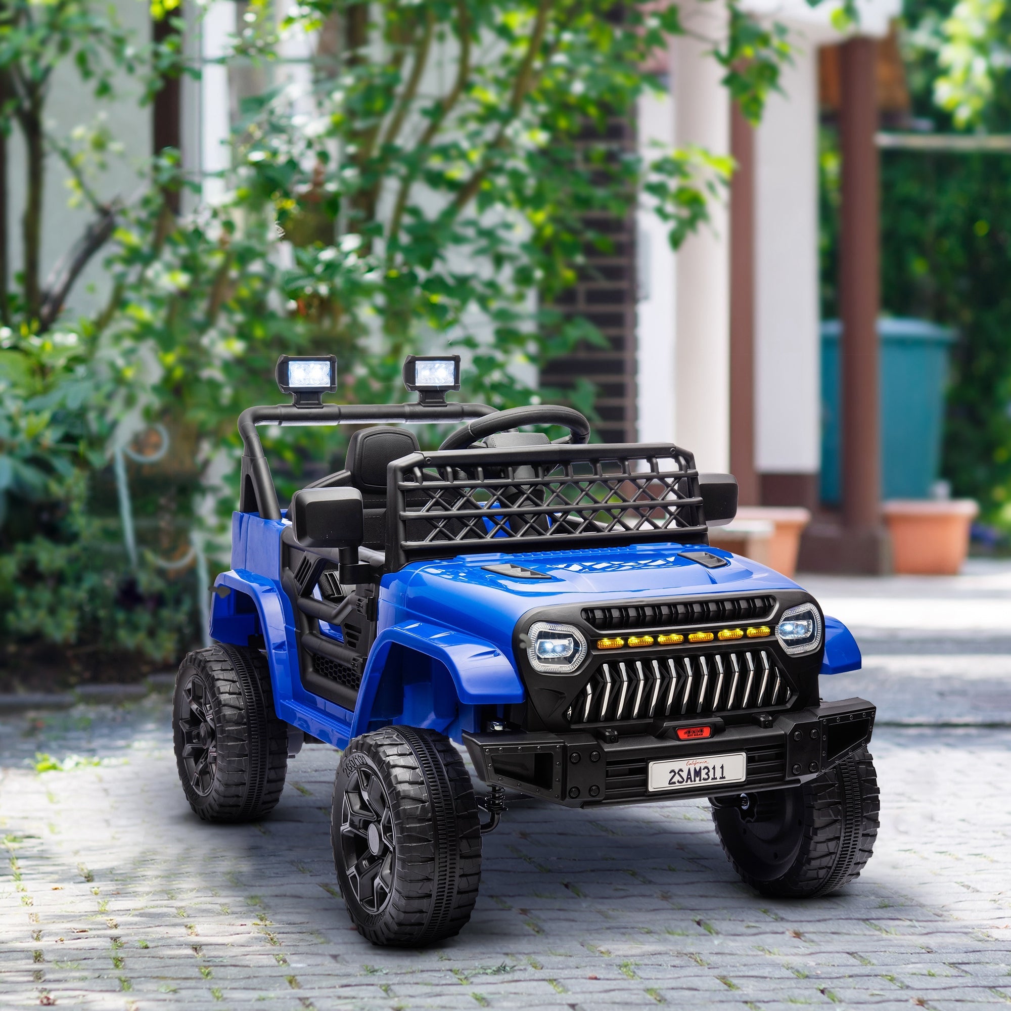 Qaba 12V Ride on Truck, Electric Car for Kids with Remote Control, Suspension, 3 Speeds, USB Music Headlights, Dark Blue 