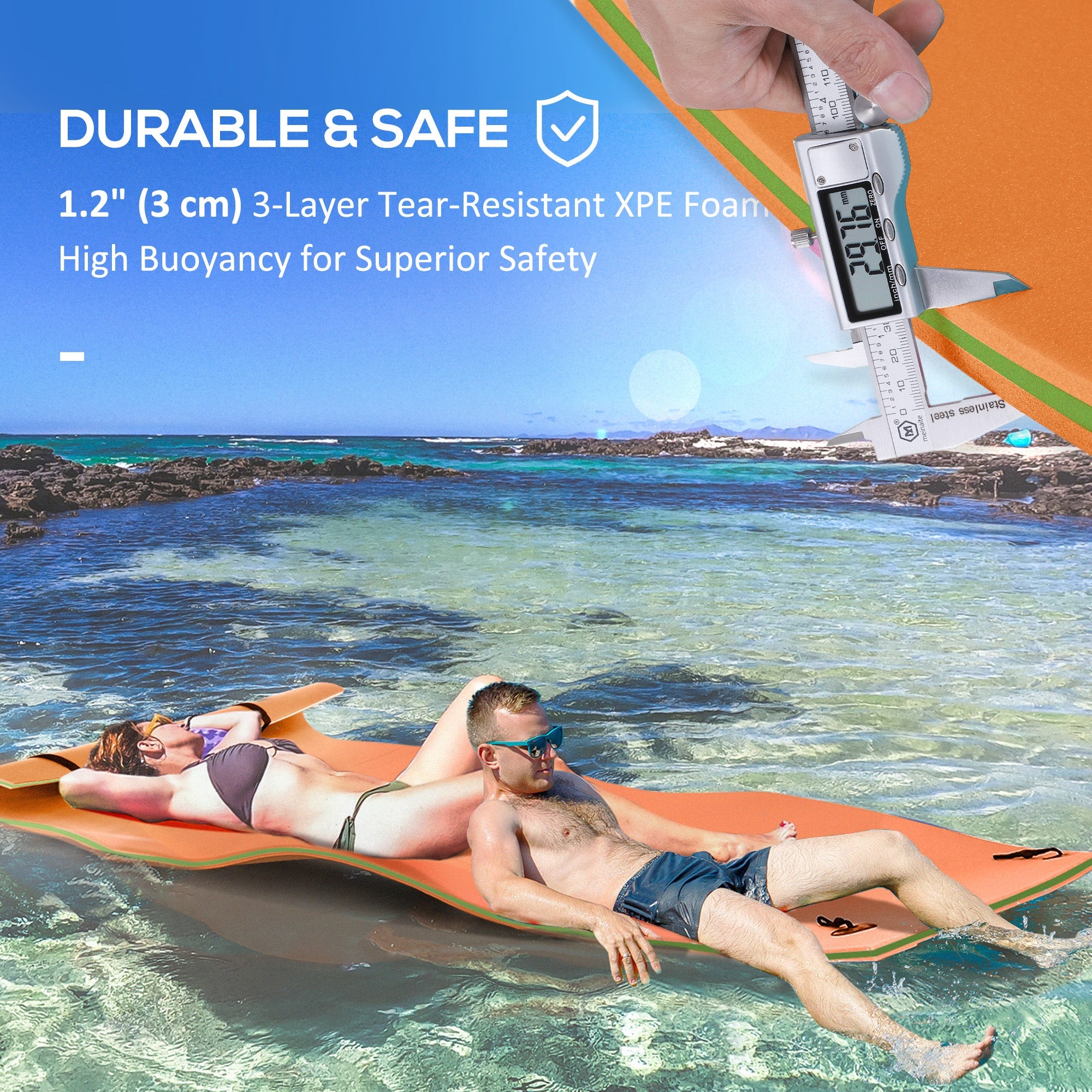 Soozier 10x5ft Orange Roll-Up Pool Float: Water Mat for Lake, Ocean, Pool Relaxation & Recreation 