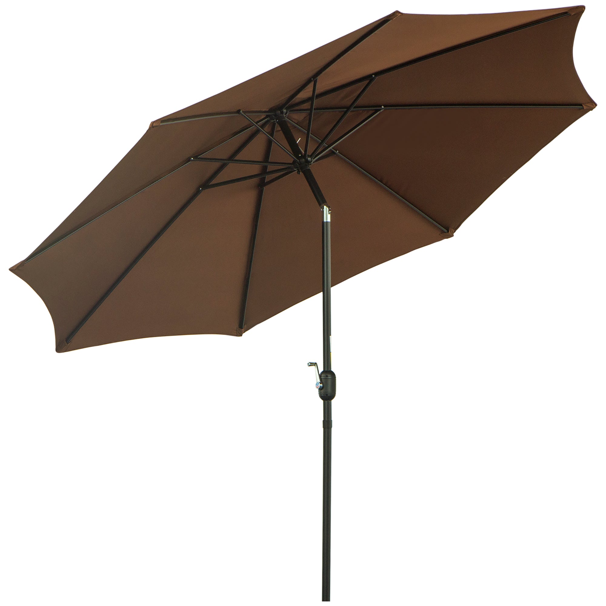 Outsunny Steel Frame Patio Parasol: 10'x 8' Round Market Garden Canopy for Outdoor, Coffee 