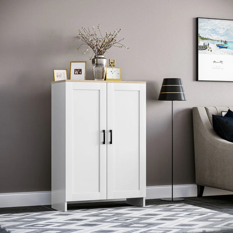 Modern Storage Cabinet with Doors and Adjustable Shelf for Kitchen, Living room, 23.6" x 11.8" x 35.4", White