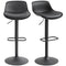 Counter Height Bar Stools Set of 2, Streamlined Bar Chairs with Adjustable Height and Swivel PU Leather Seat, Black