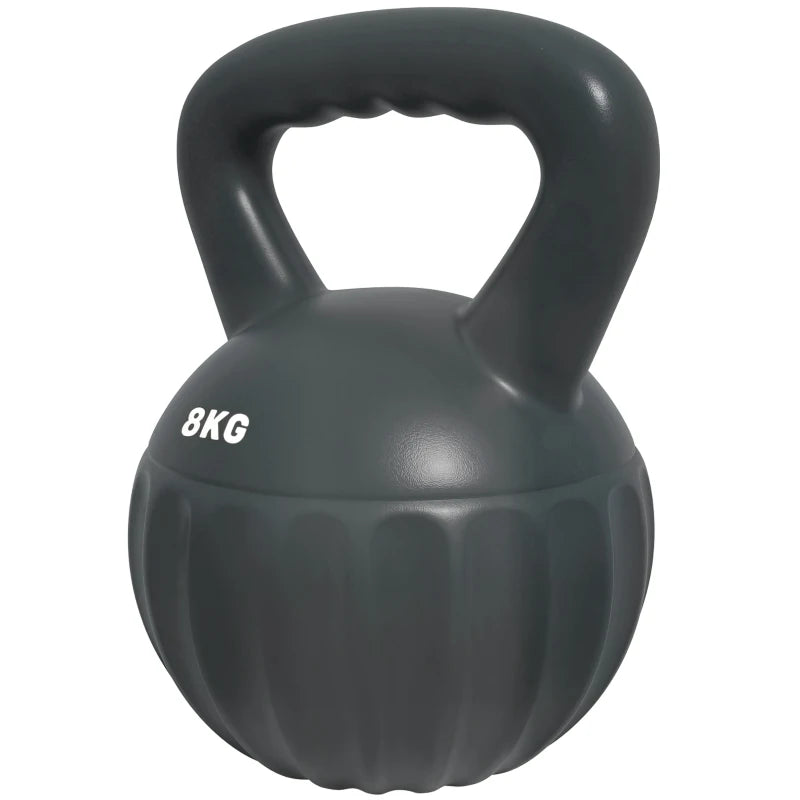 Soozier Kettlebell, 18 lbs Kettle Bell with Non-Slip Handle for Home Gym, Weight Lifting and Strength Training, Grey