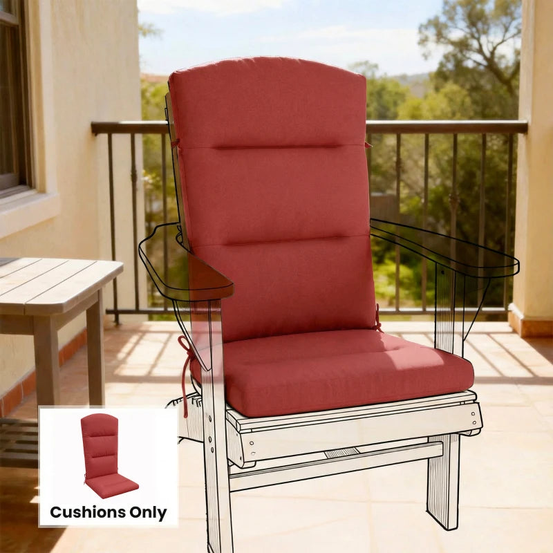 Patio Chair Cushion for Adirondack Chairs Replacement Cushion with Back and Ties, Wine Red