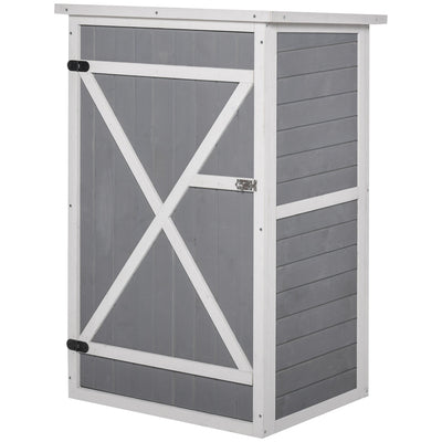 Outsunny Garden Storage Shed 29.9"x21.7"x45.3" with Asphalt Roof, Outdoor Cabinet with Shelves for Tools - Grey 