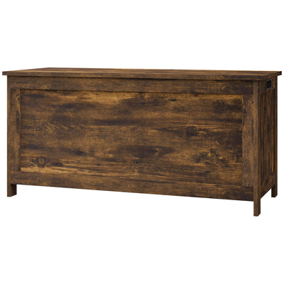 HOMCOM Storage Trunk with 2 Safety Hinges, Modern Entryway Bench with Side Handles, Storage Chest for Living Room, Rustic Brown 