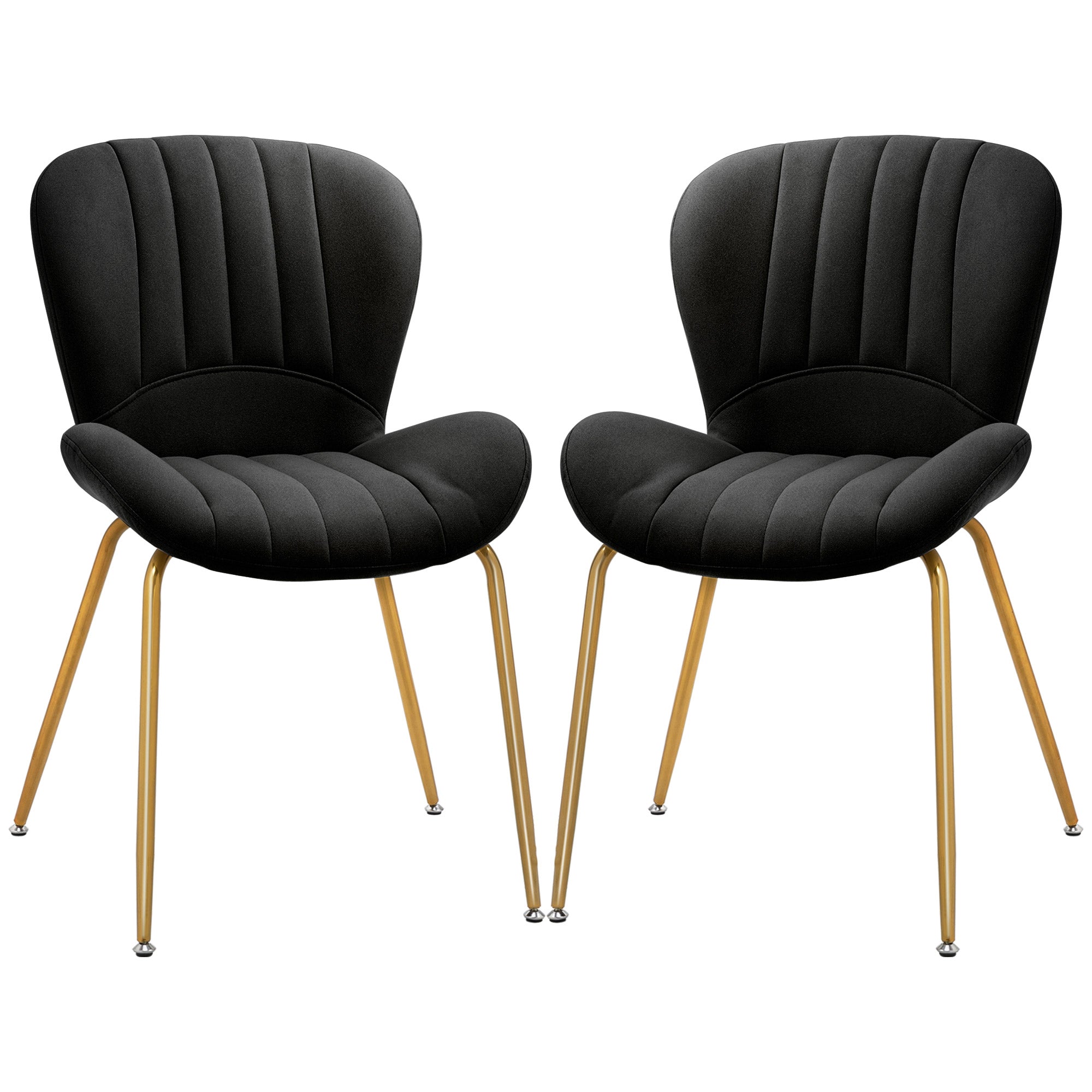 HOMCOM Dining Chairs Set of 2, Modern Accent Chair with Cushioned Backrest, Upholstery for Living Room, Dark Grey 