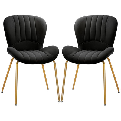 HOMCOM Dining Chairs Set of 2, Modern Accent Chair with Cushioned Backrest, Upholstery for Living Room, Dark Grey 