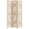 HOMCOM 3 Panel Room Divider, Detachable Folding Privacy Screens with Palm Leaf Design for Home Office, Natural Wood Finish
