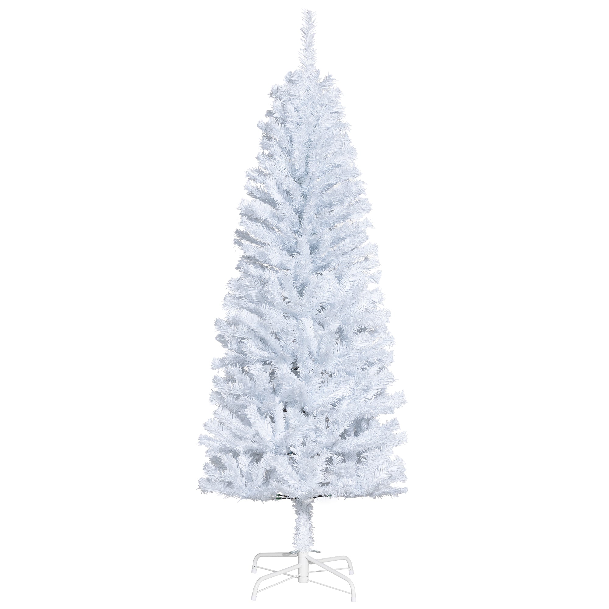 HOMCOM 5FT Pencil Christmas Tree, Artificial Christmas Tree with Automatic Open for Home Party, White 