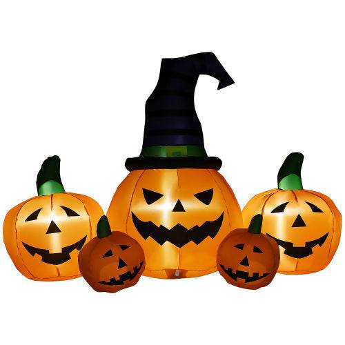 Outsunny 73L Inflatable Halloween Decoration,5 Pumpkin, Blow Up Outdoor LED Yard Display, Waterproof 