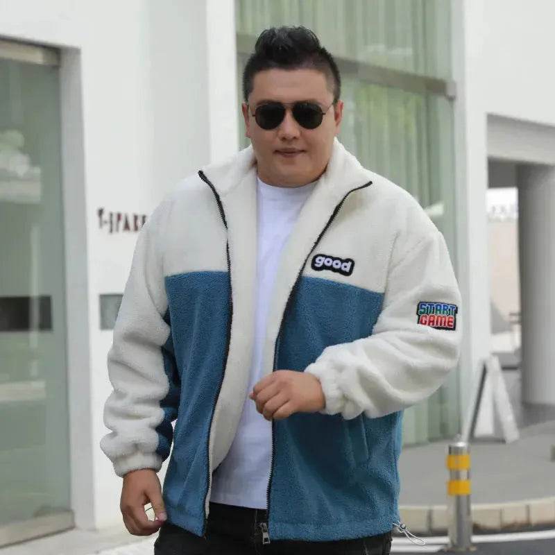 Autumn Winter wool Fleece-lined Thickening Zip up Cardigan Coat for men 